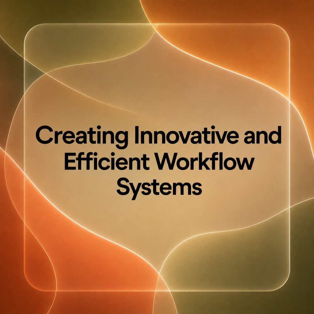 Earth toned caption graphic reading Creating Innovative and Efficient Workflow Systems